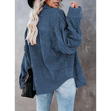 Sidefeel Corduroy Long Sleeve Oversized Jacket for Women