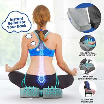 EVERREST Seat Cushion for Office Chair Plus Size - Firm Extra Wide Large Memory Foam Pillow for Tailbone, Coccyx, Sciatica, Back Pain Relief – Thick Pad for Long Hours Sitting, Gaming