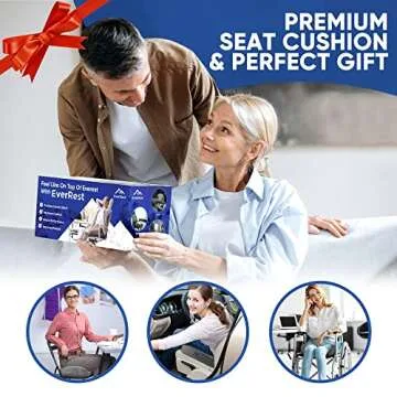 EVERREST Seat Cushion for Office Chair Plus Size - Firm Extra Wide Large Memory Foam Pillow for Tailbone, Coccyx, Sciatica, Back Pain Relief – Thick Pad for Long Hours Sitting, Gaming