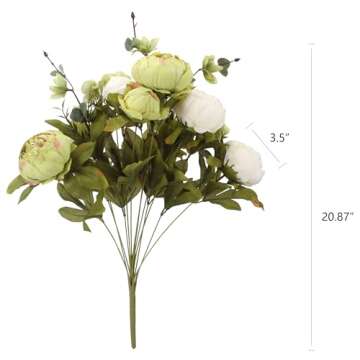 Duovlo Fake Flowers Vintage Artificial Peony Silk Flowers Wedding Home Decoration,Pack of 1 (New Green)