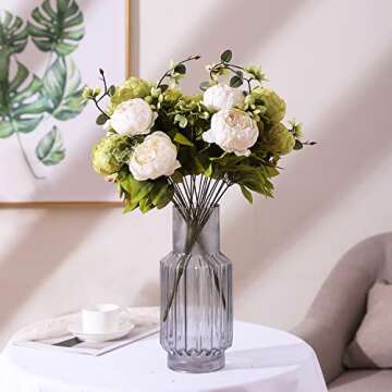 Duovlo Fake Flowers Vintage Artificial Peony Silk Flowers Wedding Home Decoration,Pack of 1 (New Green)