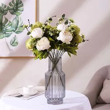 Duovlo Fake Flowers Vintage Artificial Peony Silk Flowers Wedding Home Decoration,Pack of 1 (New Green)