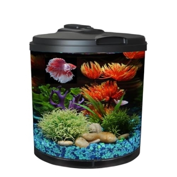 Koller Products AquaView 2-Gallon Plastic 360 Aquarium with Power Filter & LED Lighting for Tropical...