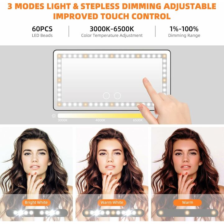 Car Vanity Mirror with Lights for Easy Makeup Touch-Ups