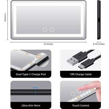 Car Vanity Mirror with Lights for Easy Makeup Touch-Ups