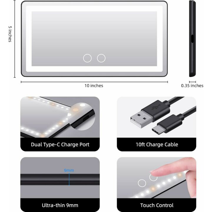 Car Vanity Mirror with Lights for Easy Makeup Touch-Ups