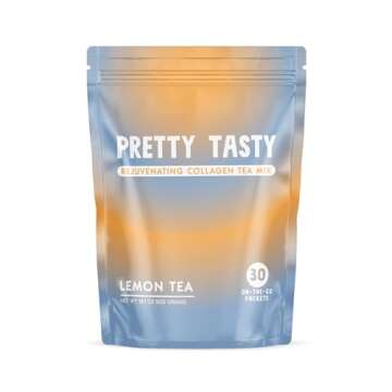 Pretty Tasty Lemon Luminance Collagen Tea - Stick Pack Pouch - Zesty Elegance with Collagen - Refres...