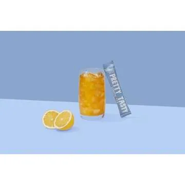 Pretty Tasty Lemon Luminance Collagen Tea - Stick Pack Pouch - Zesty Elegance with Collagen - Refreshing Citrus Blend - Beauty & Wellness Ritual - 30 Count