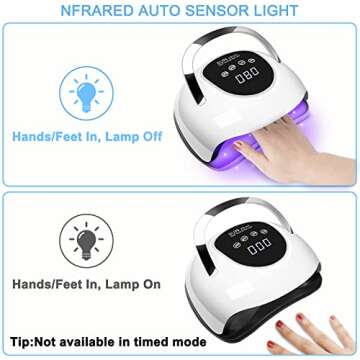 Wisdompark LED Nail Lamp 220W for Gel Nails Fast Curing Dryer with 57pcs Lamp Beads 4 Timers Professional UV Light for Home Salon Nail Art Tools White