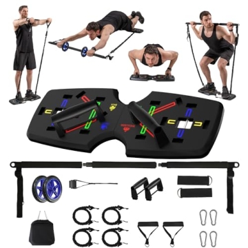 AERLANG Portable Home Gym System Push Up Board & Ab Roller