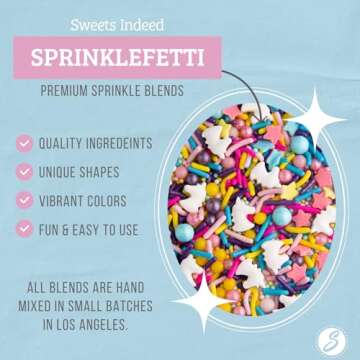 Sweets Indeed Sprinkles, Edible Sprinkle Mix, Perfect for Cake Decorations, Baking, Ice Cream, Cookies, Cupcake Topper, 6.5 ounces (Unicorn)