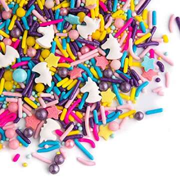 Sweets Indeed Sprinkles, Edible Sprinkle Mix, Perfect for Cake Decorations, Baking, Ice Cream, Cookies, Cupcake Topper, 6.5 ounces (Unicorn)