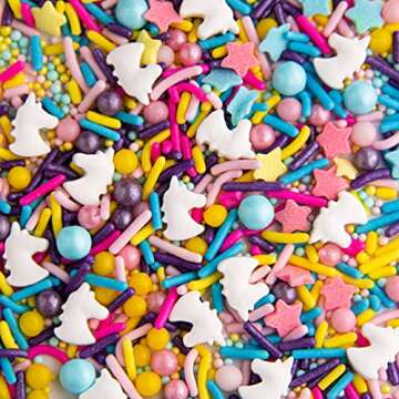 Sweets Indeed Sprinkles, Edible Sprinkle Mix, Perfect for Cake Decorations, Baking, Ice Cream, Cookies, Cupcake Topper, 6.5 ounces (Unicorn)