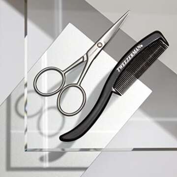 Tweezerman Moustache Scissors & Comb for Men Grooming