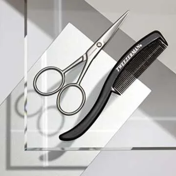 Tweezerman Moustache Scissors & Comb for Men Grooming