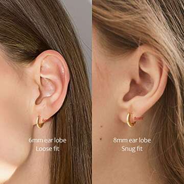 Small Gold Hoop Earrings for Women:14k Real Gold Plated Hypoallergenic Tiny Cartilage Huggie Ear Jewelry