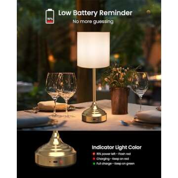 Aiscool Cordless LED Table Lamp with Dimmer, Built-in 5200mAh Rechargeable Battery, 3-Level Brightness, Touch Bedside Table Lamp for Bedroom, Night Lamp for Living Room, Fabric Shade, Gold