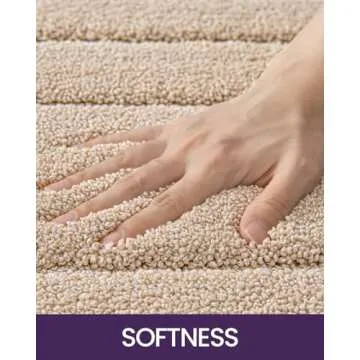 DEXI Bathroom Rug 36x24, Non Slip Washable Bath Mat for Shower Floor, Absorbent Soft Bathmat with Rubber Backing, Quick Dry Microfiber Carpet Accessories, Beige