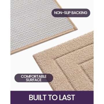 DEXI Bathroom Rug 36x24, Non Slip Washable Bath Mat for Shower Floor, Absorbent Soft Bathmat with Rubber Backing, Quick Dry Microfiber Carpet Accessories, Beige