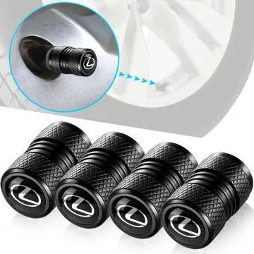 Lexus Valve Stem Caps - Black Metal Covers 4 Pieces