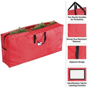 Christmas Tree Storage Bag - Waterproof Bag Holds 9-Foot Artificial Trees, Holiday Decorations, Inflatables, Garland, and More by Elf Stor (Red)