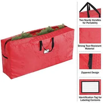 Christmas Tree Storage Bag - Waterproof Bag Holds 9-Foot Artificial Trees, Holiday Decorations, Inflatables, Garland, and More by Elf Stor (Red)