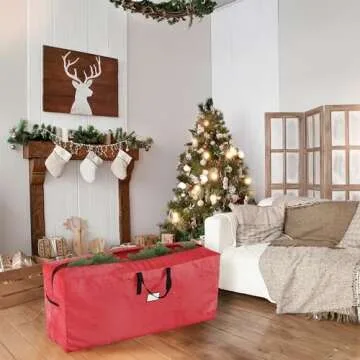 Christmas Tree Storage Bag - Waterproof Bag Holds 9-Foot Artificial Trees, Holiday Decorations, Inflatables, Garland, and More by Elf Stor (Red)