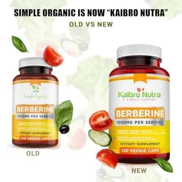 Kaibro Nutra Berberine 500mg (1000mg Per Serving) for Supports Healthy Immune Function, Anti-oxidant,Gastrointestinal & Overall Wellness - 120 Capsules