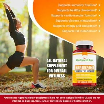 Kaibro Nutra Berberine 500mg (1000mg Per Serving) for Supports Healthy Immune Function, Anti-oxidant,Gastrointestinal & Overall Wellness - 120 Capsules