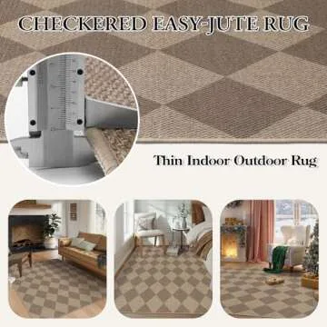 Lahome Checkered Easy Jute Indoor Outdoor Rug for Home