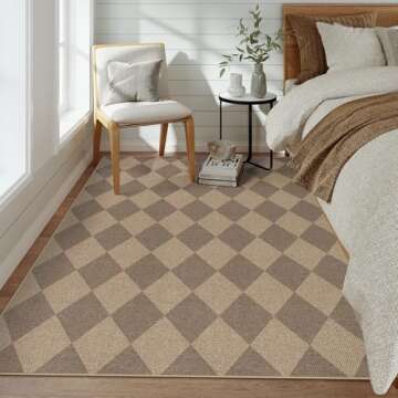 Lahome Checkered Easy Jute Indoor Outdoor Rug for Home