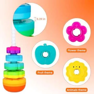 BYFWH Spinning Stacking Toys for Babies 12+ Month Ring Stacker Stacking Toys for Toddlers 1-3 Montessori Toys,Educational Learning Sensory Toys for Kids Easter Christmas Birthday Present for Baby
