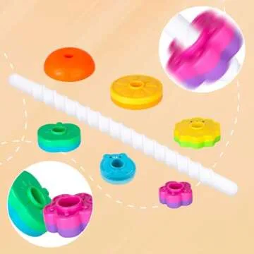 BYFWH Spinning Stacking Toys for Babies 12+ Month Ring Stacker Stacking Toys for Toddlers 1-3 Montessori Toys,Educational Learning Sensory Toys for Kids Easter Christmas Birthday Present for Baby