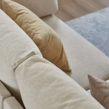 Familymill 108'' L Shaped Modular Sectional Couch Set - L Shape Modern Convertible Sofa Couch with Reversible Chaise, Ottoman and Pillows for Living Room (Beige)