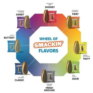 SMACKIN' Sunflower Seeds, Roasted Jumbo Small-Batch, American Made - 8 Flavor Variety. 1.5oz bags (54 Pack Bucket)