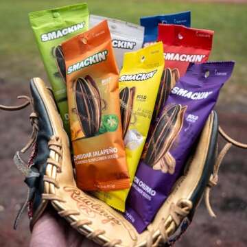 SMACKIN' Sunflower Seeds, Roasted Jumbo Small-Batch, American Made - 8 Flavor Variety. 1.5oz bags (54 Pack Bucket)