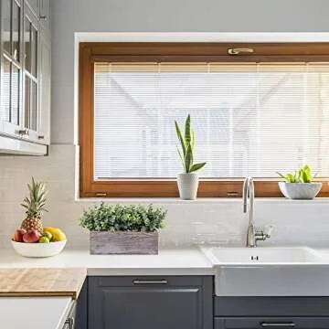 Faux Eucalyptus Plants in Rustic Wood Planter Box