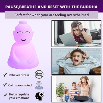 INNER TRUTH Meditation with Buddha Kit - 3 in 1 Guided Breathing Calm Down Buddha Anxiety Relief Device + Stress Ball. Stress Relief and Mindfulness Gifts. ADHD Tools for Adults & Kids. Yoga Gifts