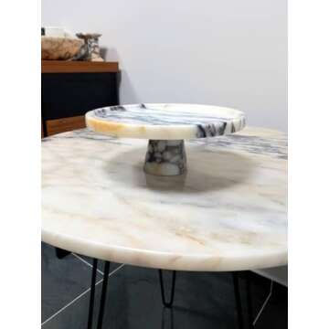 12" (30cm) Marble Cake Stand, Pedestal Serving Bowl, Natural Viola Marble, Cake Serving Platter, Footed, Home Gifts, Gifts for her(Width:12 inches)-ZY
