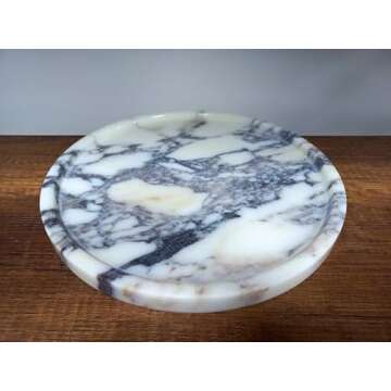 12" (30cm) Marble Cake Stand, Pedestal Serving Bowl, Natural Viola Marble, Cake Serving Platter, Footed, Home Gifts, Gifts for her(Width:12 inches)-ZY