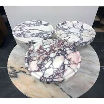 12" (30cm) Marble Cake Stand, Pedestal Serving Bowl, Natural Viola Marble, Cake Serving Platter, Footed, Home Gifts, Gifts for her(Width:12 inches)-ZY