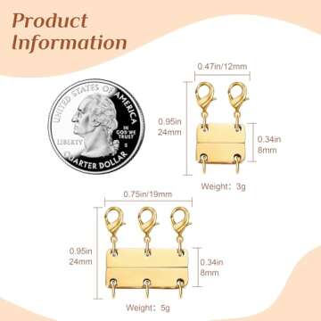 Necklace Layering Clasps, 2 Pcs Necklace Clasps and Closures for Women, 18K Gold Non-Fading Necklace...