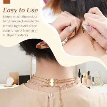 Necklace Layering Clasps, 2 Pcs Necklace Clasps and Closures for Women, 18K Gold Non-Fading Necklace Separator for Layering, Multi Strands Stackable Multiple Necklace Clasp for Women