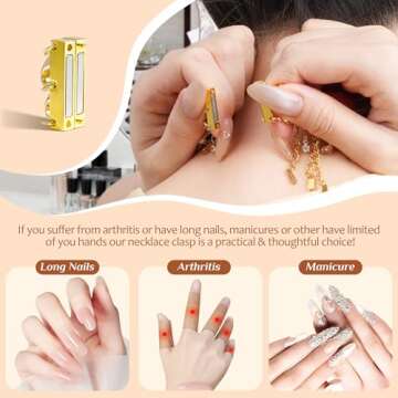 Necklace Layering Clasps, 2 Pcs Necklace Clasps and Closures for Women, 18K Gold Non-Fading Necklace Separator for Layering, Multi Strands Stackable Multiple Necklace Clasp for Women