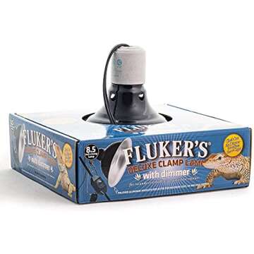 DBDPet Fluker's Repta-Clamp Lamp Ceramic with Dimmable Switch 8.5in - Includes Attached Pro-Tip Guide
