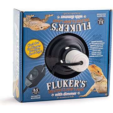 DBDPet Fluker's Repta-Clamp Lamp Ceramic with Dimmable Switch 8.5in - Includes Attached Pro-Tip Guide