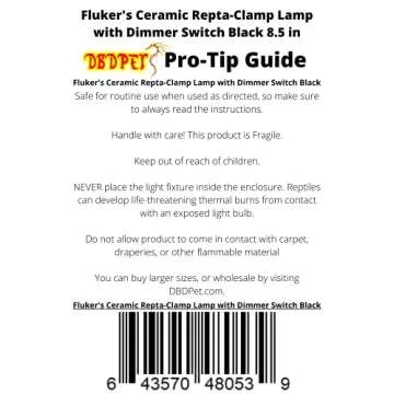 DBDPet Fluker's Repta-Clamp Lamp Ceramic with Dimmable Switch 8.5in - Includes Attached Pro-Tip Guide