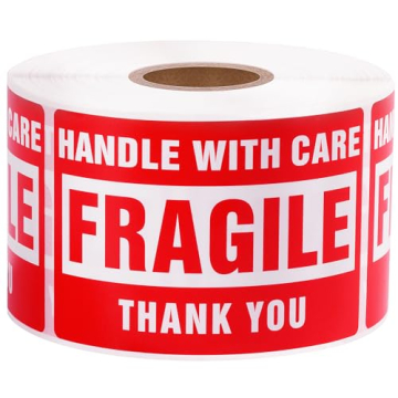 LuckyGuard 3 x 2 Inch Handle with Care 500 Fragile Stickers for Shipping Moving Glass Permanent Adhe...