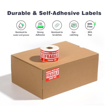 LuckyGuard Fragile Stickers - 1 Roll of 500 Labels