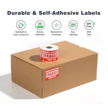 LuckyGuard Fragile Stickers - 1 Roll of 500 Labels